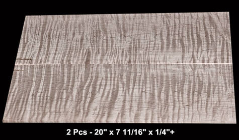 Thin Book-Matched Curly Maple - 2 Pcs - 20" x 7 11/16" x 1/4"+  - $70.00