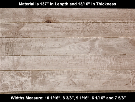 Lightly Figured Curly Maple Set - 5 Pcs - See Photo for Sizes - $315.00