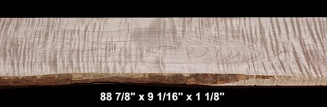 Curly Maple - 88 7/8" x 9 1/16" x 1 1/8" - $110.00