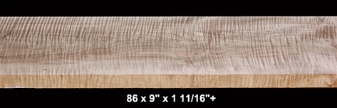 Heartwood Curly Maple - 86 x 9" x 1 11/16"+ - $160.00