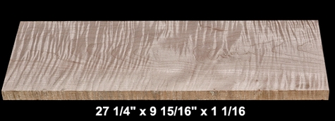 Curly Maple - 27 1/4" x 9 15/16" x 1 1/16" - $36.00