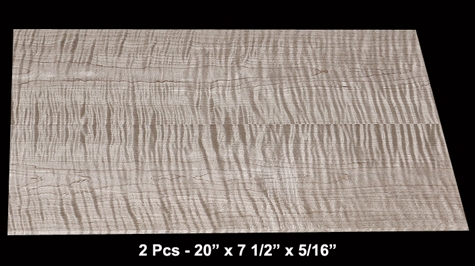 Book-Matched Curly Maple - 2 Pcs - 20" x 7 1/2" x 5/16" - $30.00