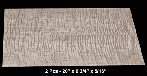 Book-Matched Curly Maple - 2 Pcs - 20" x 6 3/4" x 5/16" - $30.00