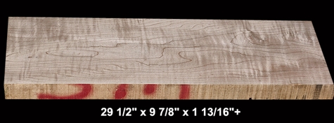 Curly Maple - 29 1/2" x 9 7/8" x 1 13/16"+ - $38.00