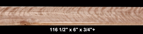 Heartwood Curly Yellow Birch - 116 1/2" x 6" x 3/4"+ -  $58.00