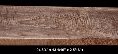 Extra-Wide Thick Curly Black Walnut - 94 3/4" x 13 1/16" x 2 5/16"+ -  $480.00