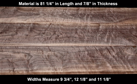 Book-Matched Curly Black Walnut  Set - 3 Pcs - See Photos for Sizes - $325.00