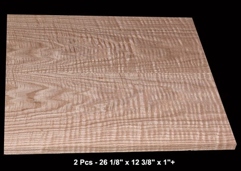 Wide Book-Matched Curly Red Oak - 2 Pcs - 26 1/8" x 12 3/8" x 1"+ - $140.00