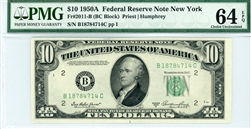 2011-B (BC Block), $10 Federal Reserve Note New York, 1950A