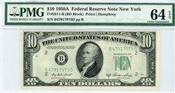 2011-B (BD Block), $10 Federal Reserve Note New York, 1950A