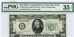2055-Bm Mule, $20 Federal Reserve Note New York, 1934A