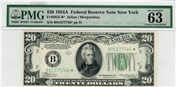 2055-B*, $20 Federal Reserve Note New York, 1934A