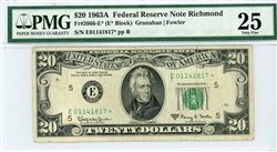 2066-E*, $20 Federal Reserve Note Richmond, 1963A