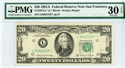 2074-L*, $20 Federal Reserve Note San Francisco, 1981A