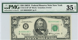 2113-B*, $50 Federal Reserve Note New York, 1963A