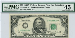 2113-L*, $50 Federal Reserve Note San Francisco, 1963A