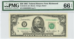 2122-E, $50 Federal Reserve Note Richmond, 1985