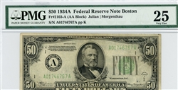 2103-A, $50 Federal Reserve Note Boston, 1934A