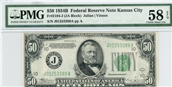 2104-J, $50 Federal Reserve Note Kansas City, 1934B