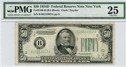 2106-B, $50 Federal Reserve Note New York, 1934D