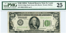 2151-Hdgs Dark Green, $100 Federal Reserve Note St. Louis, 1928A