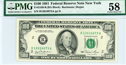 2169-B (BA Block), $100 Federal Reserve Note New York, 1981