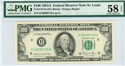 2170-H (HA Block), $100 Federal Reserve Note St. Louis, 1981A