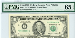2171-F (FA Block), $100 Federal Reserve Note Atlanta, 1985