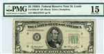 1962-H* (H* Block), $5 Federal Reserve Note St. Louis, 1950A