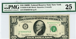 2020-B (BD Block), $10 Federal Reserve Note New York, 1969B