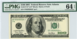 2177-F* (CF* Block), $100 Federal Reserve Note Atlanta, 2001