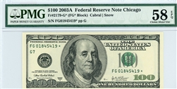 2179-G* (FG* Block), $100 Federal Reserve Note Chicago, 2003A