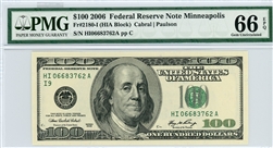 2180-I (HIA Block), $100 Federal Reserve Note Minneapolis, 2006