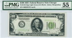 2152-Glgs Light Green (GA Block), $100 Federal Reserve Note Chicago, 1934