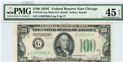 2155-Gm Mule (GA Block), $100 Federal Reserve Note Chicago, 1934C
