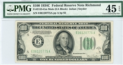 2155-Em Mule (EA Block), $100 Federal Reserve Note Richmond, 1934C