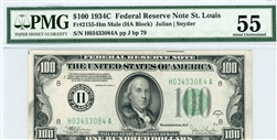 2155-Hm Mule (HA Block), $100 Federal Reserve Note St. Louis, 1934C