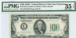 2155-Lm Mule (LA Block), $100 Federal Reserve Note San Francisco, 1934C