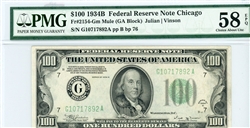 2154-Gm Mule (GA Block), $100 Federal Reserve Note Chicago, 1934B