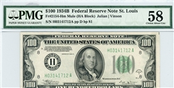 2154-Hm Mule (HA Block), $100 Federal Reserve Note St. Louis, 1934B