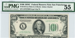 2155-Lm Mule (LA Block)	, $100 Federal Reserve Note San Francisco, 1934C