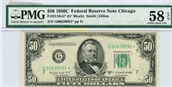 2110-G* (G* Block), $50 Federal Reserve Note Chicago, 1950C