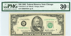 2122-G* (G* Block), $50 Federal Reserve Note Chicago, 1985