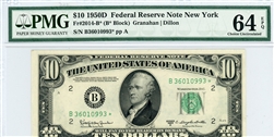 2014-B* (B* Block), $10 Federal Reserve Note New York, 1950D