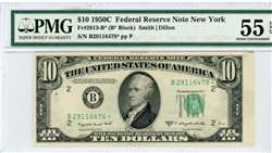 2013-B* (B* Block), $10 Federal Reserve Note New York, 1950C