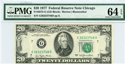 2072-G (GD Block), $20 Federal Reserve Note Chicago, 1977