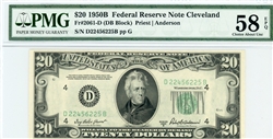 2061-D (DB Block), $20 Federal Reserve Note Cleveland, 1950B