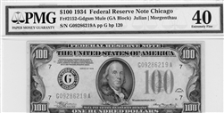 2152-Gdgsm Mule (GA Block), $100 Federal Reserve Note Chicago, 1934