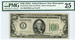 2153-Im Mule (IA Block), $100 Federal Reserve Note Minneapolis, 1934A