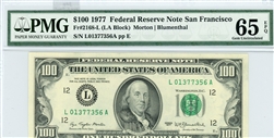 2168-L (LA Block), $100 Federal Reserve Note San Francisco, 1977